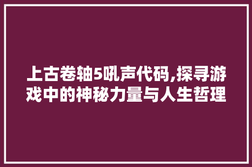 上古卷轴5吼声代码,探寻游戏中的神秘力量与人生哲理