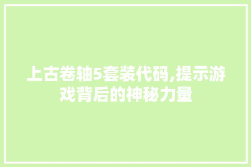 上古卷轴5套装代码,提示游戏背后的神秘力量