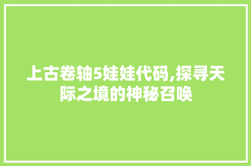 上古卷轴5娃娃代码,探寻天际之境的神秘召唤