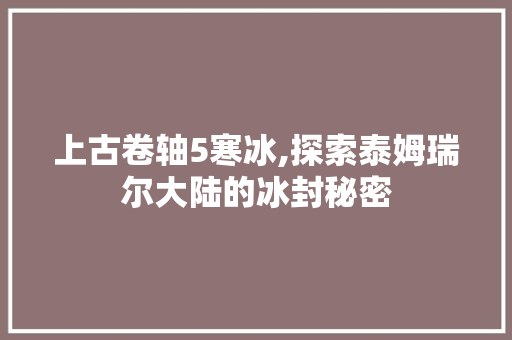 上古卷轴5寒冰,探索泰姆瑞尔大陆的冰封秘密