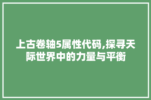 上古卷轴5属性代码,探寻天际世界中的力量与平衡