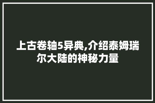 上古卷轴5异典,介绍泰姆瑞尔大陆的神秘力量