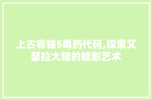 上古卷轴5毒药代码,探索艾瑟拉大陆的暗影艺术