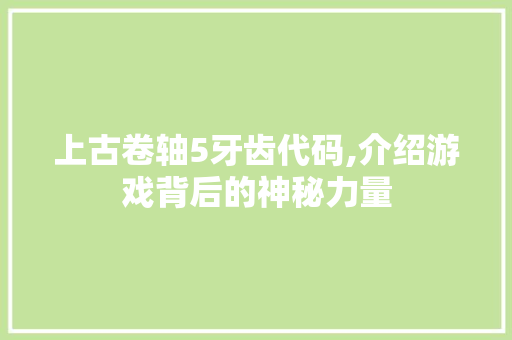 上古卷轴5牙齿代码,介绍游戏背后的神秘力量