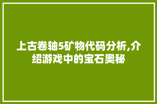 上古卷轴5矿物代码分析,介绍游戏中的宝石奥秘