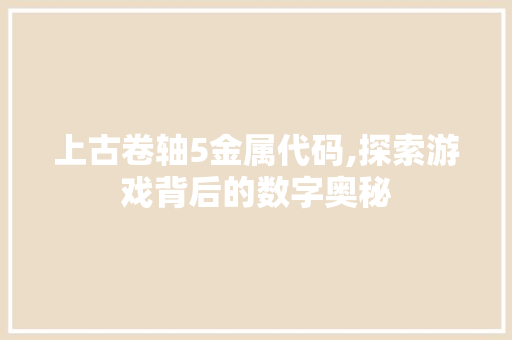 上古卷轴5金属代码,探索游戏背后的数字奥秘