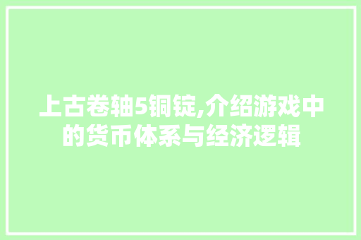 上古卷轴5铜锭,介绍游戏中的货币体系与经济逻辑