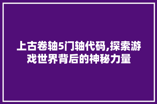 上古卷轴5门轴代码,探索游戏世界背后的神秘力量