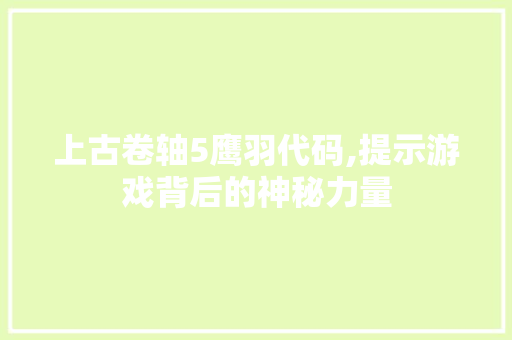 上古卷轴5鹰羽代码,提示游戏背后的神秘力量