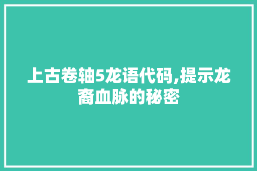 上古卷轴5龙语代码,提示龙裔血脉的秘密