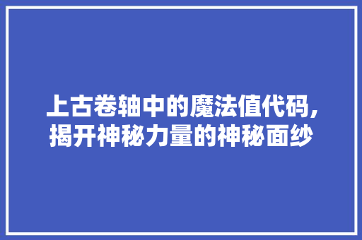 上古卷轴中的魔法值代码,揭开神秘力量的神秘面纱