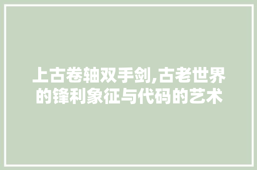 上古卷轴双手剑,古老世界的锋利象征与代码的艺术