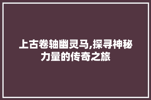 上古卷轴幽灵马,探寻神秘力量的传奇之旅