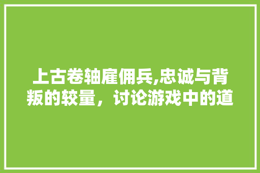 上古卷轴雇佣兵,忠诚与背叛的较量，讨论游戏中的道德困境