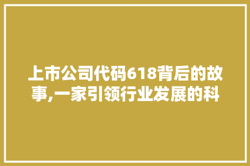 上市公司代码618背后的故事,一家引领行业发展的科技巨头