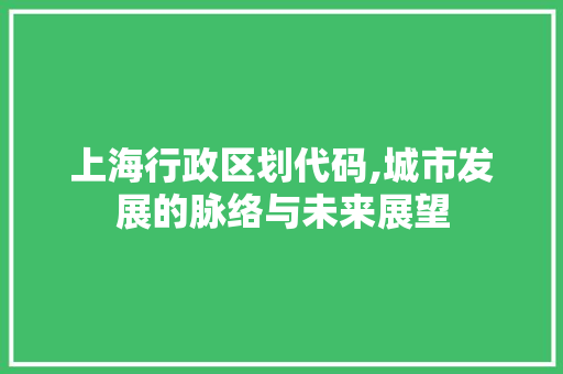 上海行政区划代码,城市发展的脉络与未来展望