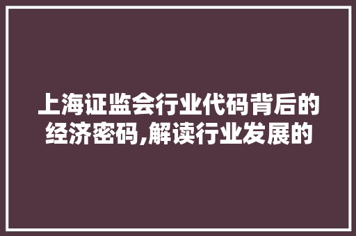 上海证监会行业代码背后的经济密码,解读行业发展的新引擎