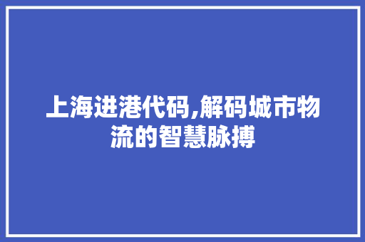 上海进港代码,解码城市物流的智慧脉搏