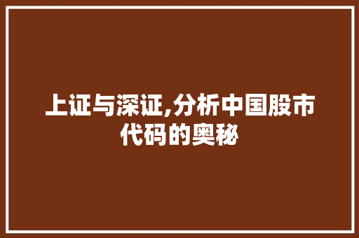 上证与深证,分析中国股市代码的奥秘