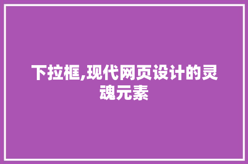 下拉框,现代网页设计的灵魂元素