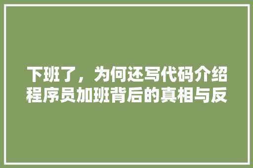 下班了，为何还写代码介绍程序员加班背后的真相与反思