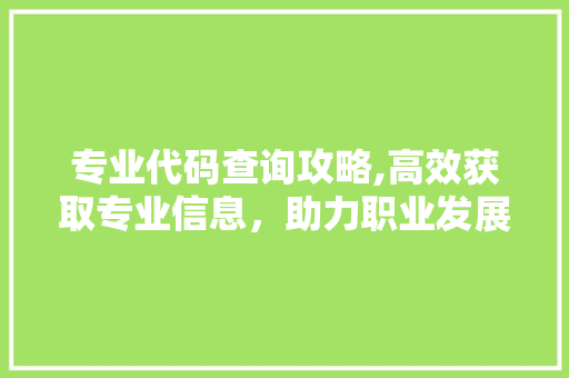 专业代码查询攻略,高效获取专业信息，助力职业发展