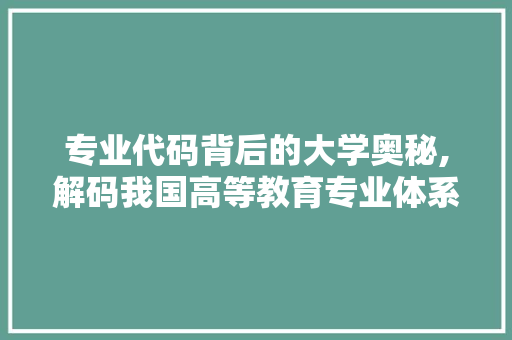 专业代码背后的大学奥秘,解码我国高等教育专业体系