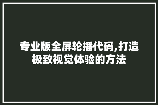 专业版全屏轮播代码,打造极致视觉体验的方法