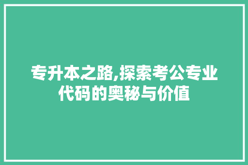 专升本之路,探索考公专业代码的奥秘与价值