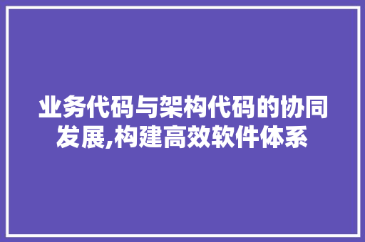 业务代码与架构代码的协同发展,构建高效软件体系