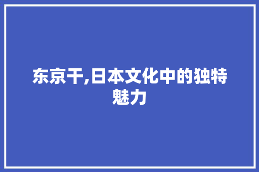 东京干,日本文化中的独特魅力