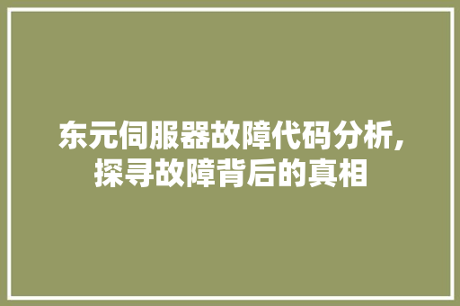 东元伺服器故障代码分析,探寻故障背后的真相