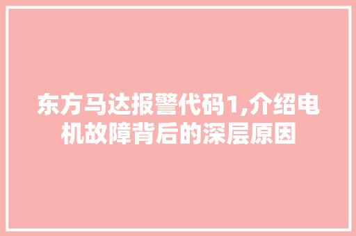 东方马达报警代码1,介绍电机故障背后的深层原因