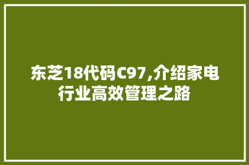 东芝18代码C97,介绍家电行业高效管理之路