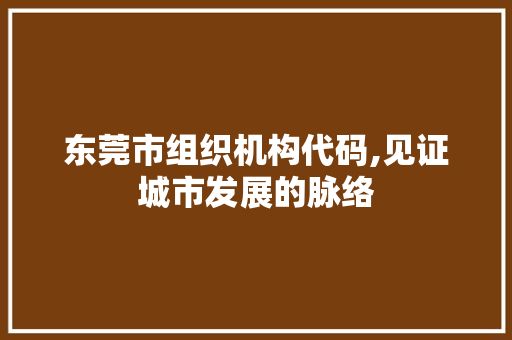 东莞市组织机构代码,见证城市发展的脉络