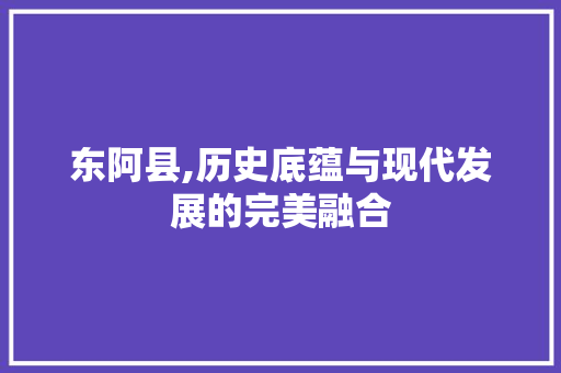 东阿县,历史底蕴与现代发展的完美融合