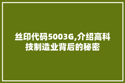 丝印代码5003G,介绍高科技制造业背后的秘密