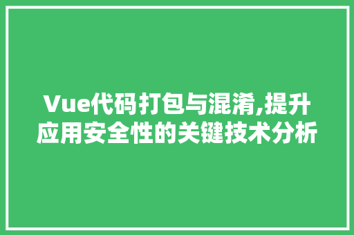 Vue代码打包与混淆,提升应用安全性的关键技术分析