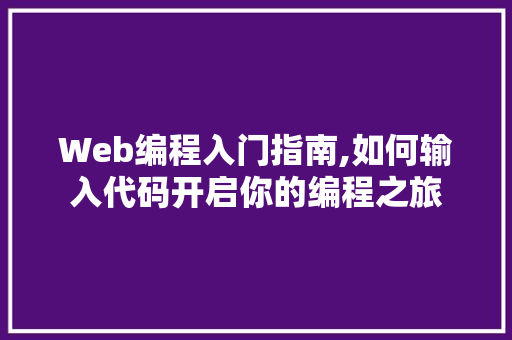 Web编程入门指南,如何输入代码开启你的编程之旅