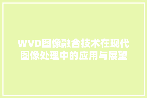 WVD图像融合技术在现代图像处理中的应用与展望