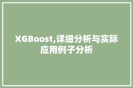 XGBoost,详细分析与实际应用例子分析