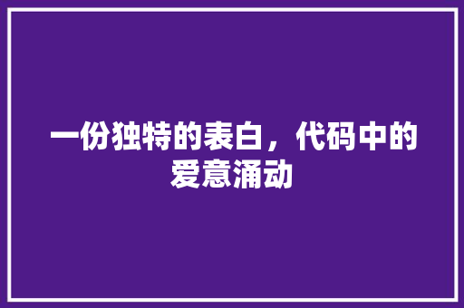 一份独特的表白，代码中的爱意涌动