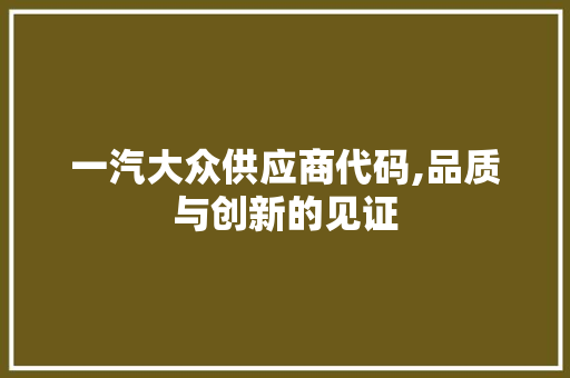 一汽大众供应商代码,品质与创新的见证