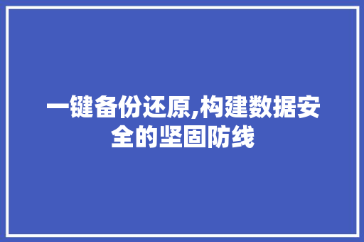 一键备份还原,构建数据安全的坚固防线