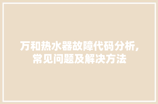 万和热水器故障代码分析,常见问题及解决方法