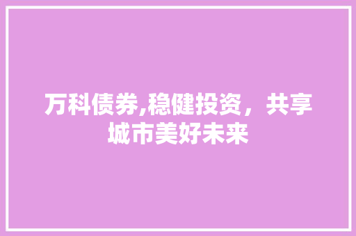 万科债券,稳健投资，共享城市美好未来