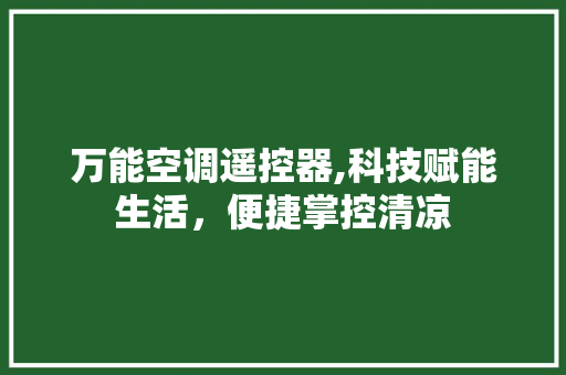 万能空调遥控器,科技赋能生活，便捷掌控清凉