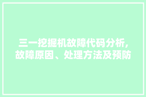 三一挖掘机故障代码分析,故障原因、处理方法及预防措施