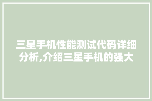 三星手机性能测试代码详细分析,介绍三星手机的强大性能背后的秘密