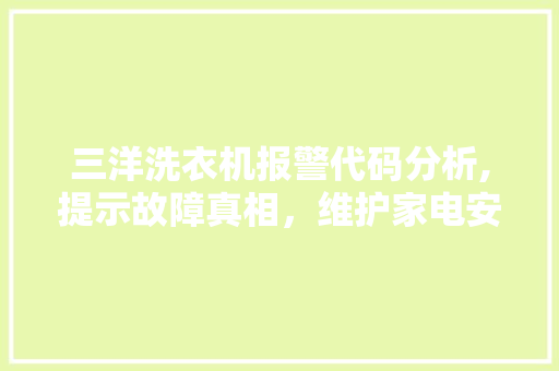 三洋洗衣机报警代码分析,提示故障真相，维护家电安全